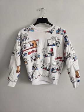 Rare Vintage 80's White Mickey Mouse Comic-Print Reversible Sweatshirt